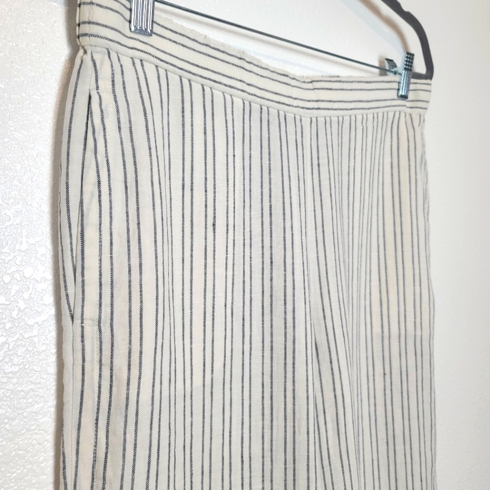 THEORY Thorina 100% Linen Striped Pants Size 8 - Picture 6 of 12